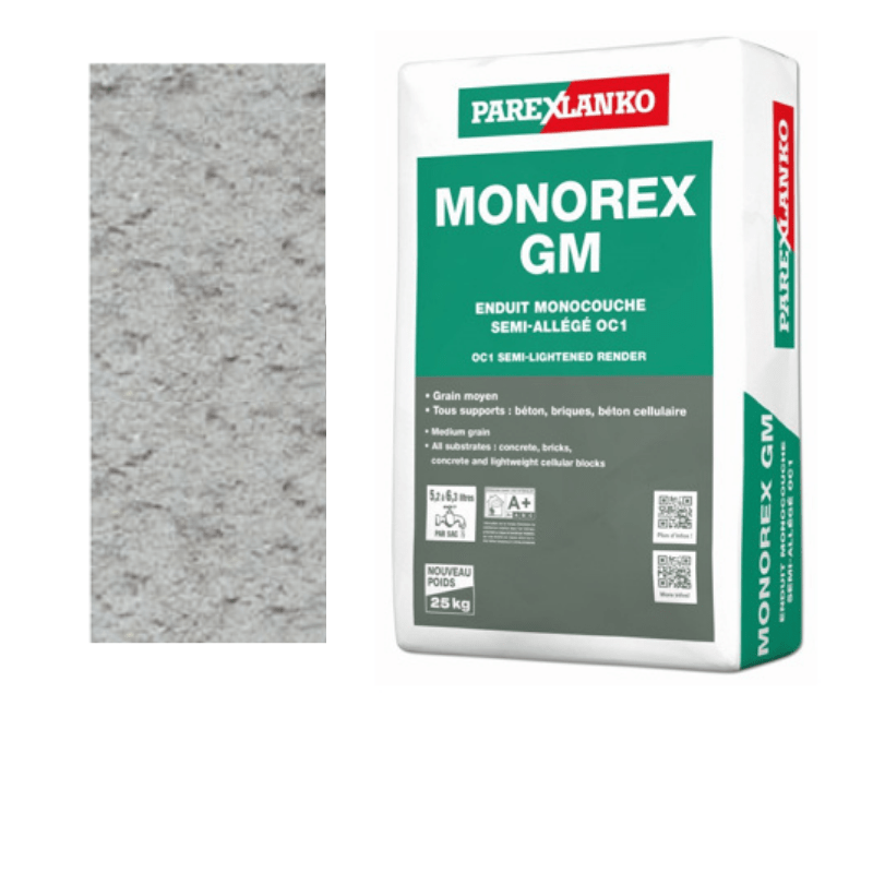 BM003753-48 Parex Monorex GM 25kg G50 Ash Grey | Pallet of 48 Monocouche One-Coat Render