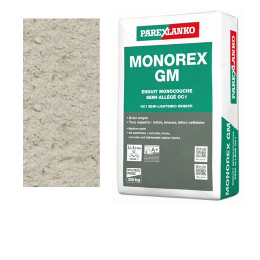 BM003939-48 Parex Monorex GM 25kg T10 Silky Grey | Pallet of 48 Monocouche One-Coat Render