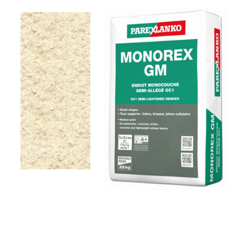BM004211-48 Parex Monorex GM 25kg T20 Light Sand | Pallet of 48 Monocouche One-Coat Render