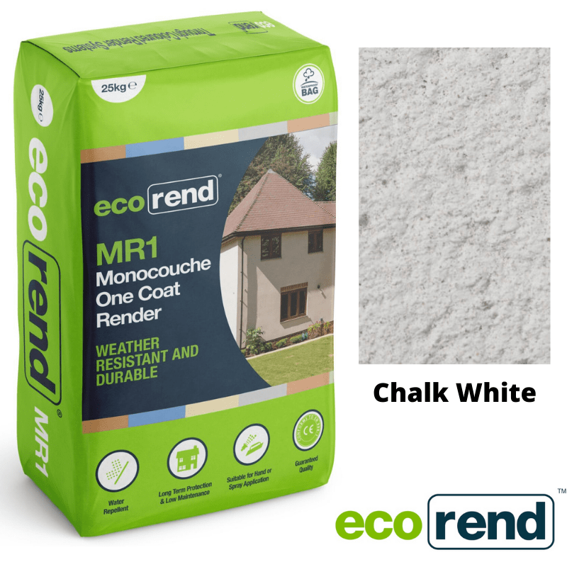 RD00865 EcoRend MR1 EcoRend Monocouche One Coat Render- 25kg Chalk White 25kg - Price Per Bag / 3-5 Working Days EcoRend Monocouche Render