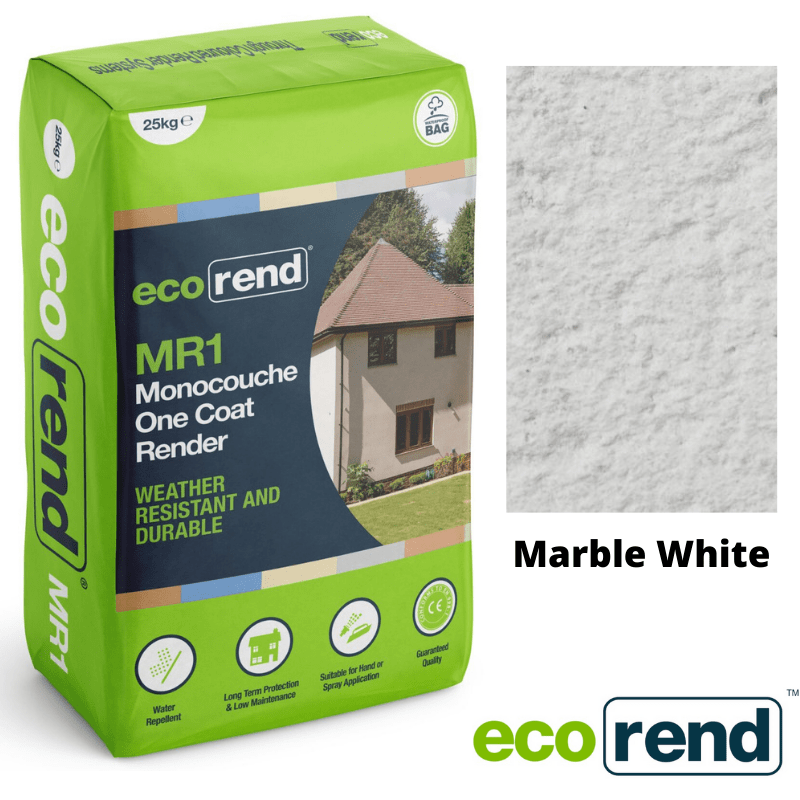 RD00866 EcoRend MR1 EcoRend Monocouche One Coat Render- 25kg Marble White 25kg - Price Per Bag / 3-5 Working Days EcoRend Monocouche Render