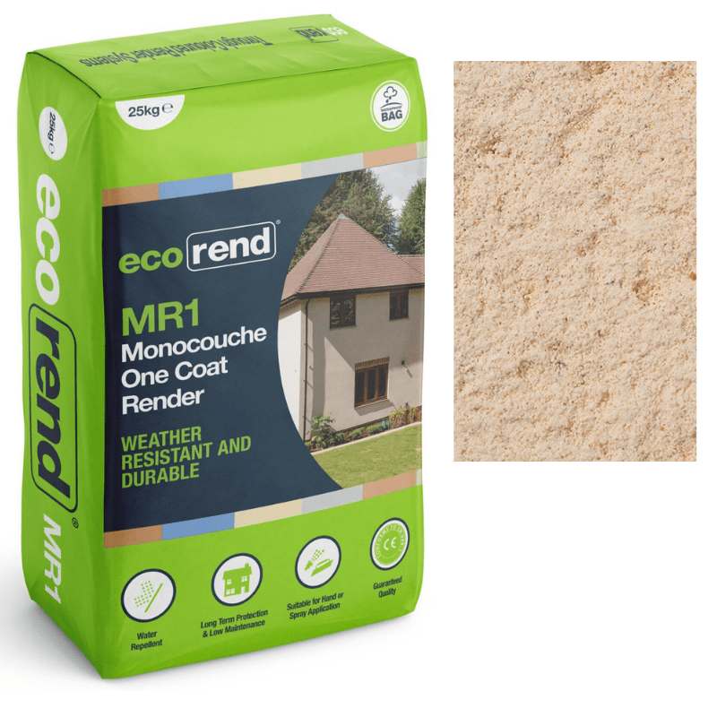RD00868 EcoRend MR1 EcoRend Monocouche One Coat Render- 25kg Sandstone Pallet 40 x Bags / 7 Working Days EcoRend Monocouche Render
