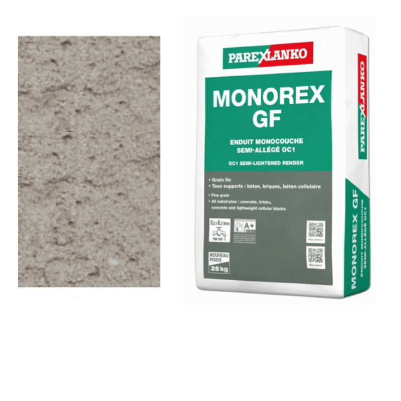 BM005365 Parex Monorex GF 25kg Fine Grain G40 Smoky Grey Monocouche One-Coat Render