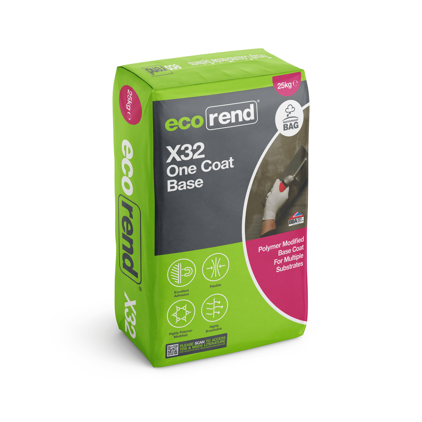 BM005224 Ecorend X32 One Coat Base 25kg | rendersdirect.co.uk Render Basecoat