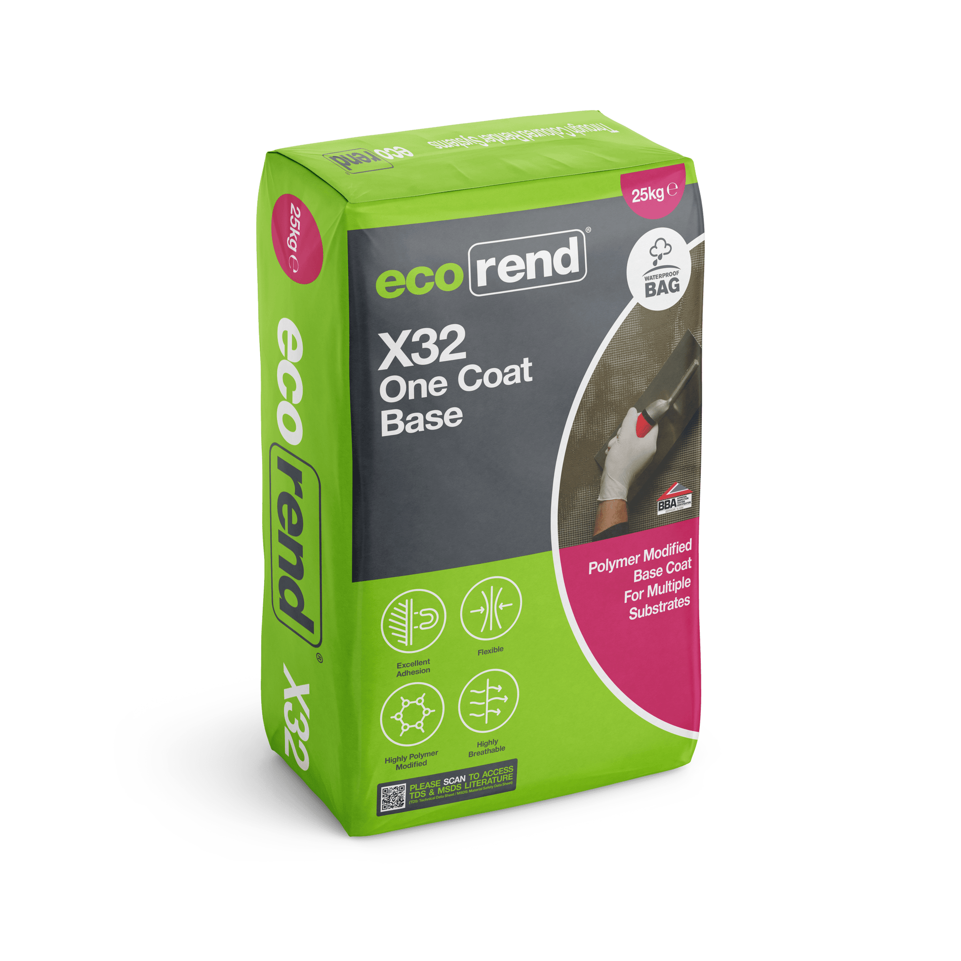BM005224 Ecorend X32 One Coat Base 25kg | rendersdirect.co.uk Render Basecoat