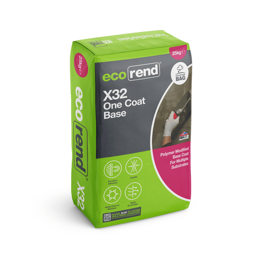 BM005224 Ecorend X32 One Coat Base 25kg | rendersdirect.co.uk Render Basecoat