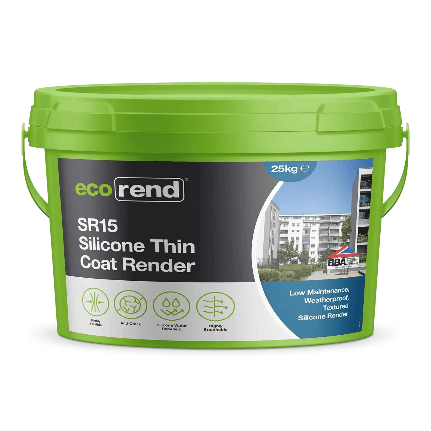 BM006586 EcoRend Ecorend SR15 Silicone Thin Coat Render - 25kg  Marble White Rendering Products