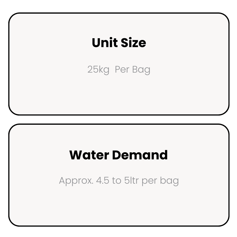 EcoRend MR1 EcoRend Monocouche One Coat Render - Notice - Unit Size and Water Demand