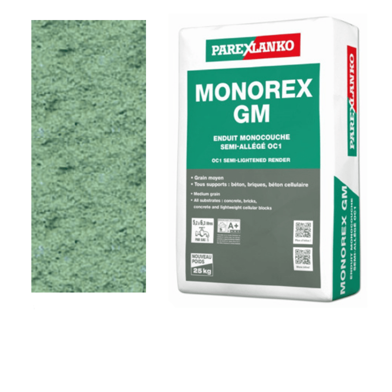 BM002161-48 Parex Monorex GM 25kg V40 Emerald Green | Pallet of 48 Monocouche One-Coat Render