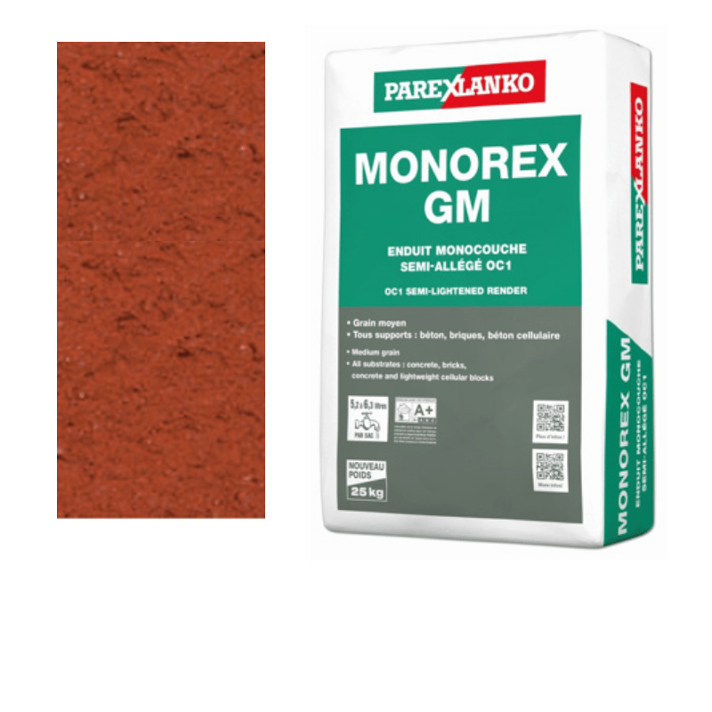BM004329-48 Parex Monorex GM 25kg R90 Brick Red | Pallet of 48 Monocouche One-Coat Render