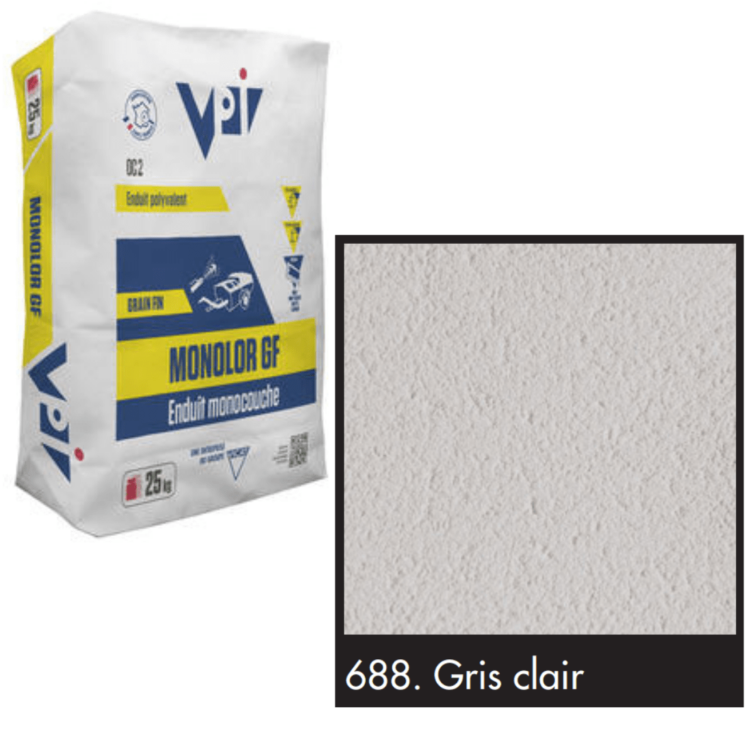 BM004397-48 VPI Monocal GM 688 Gris Clair 25kg Monocouche One-Coat Render