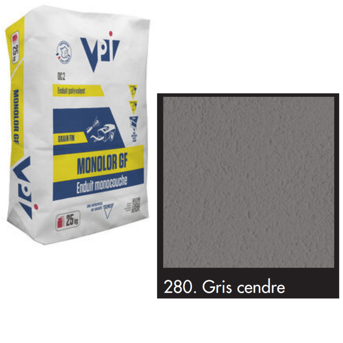 BM004398-48 VPI Monocal GM 280 Gris Cendre 25kg  Monocouche One-Coat Render