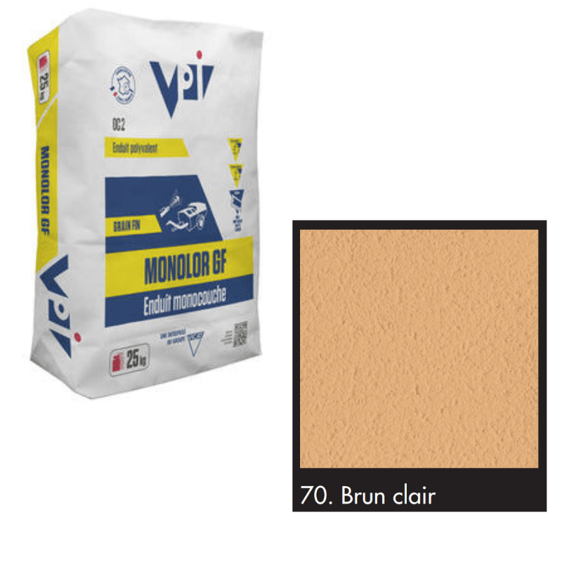 BM004629-48 VPI Monocal Render GM 070 Brun Clair 25kg - Pallet of 48 Monocouche One-Coat Render
