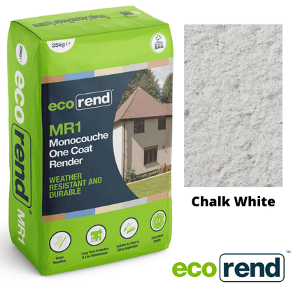 RD00865 EcoRend MR1 EcoRend Monocouche One Coat Render- 25kg Chalk White 25kg - Price Per Bag / 3-5 Working Days EcoRend Monocouche Render