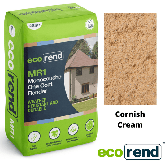 RD00872 EcoRend MR1 EcoRend Monocouche One Coat Render- 25kg Cornish Cream Pallet 40 x Bags / 7 Working Days EcoRend Monocouche Render
