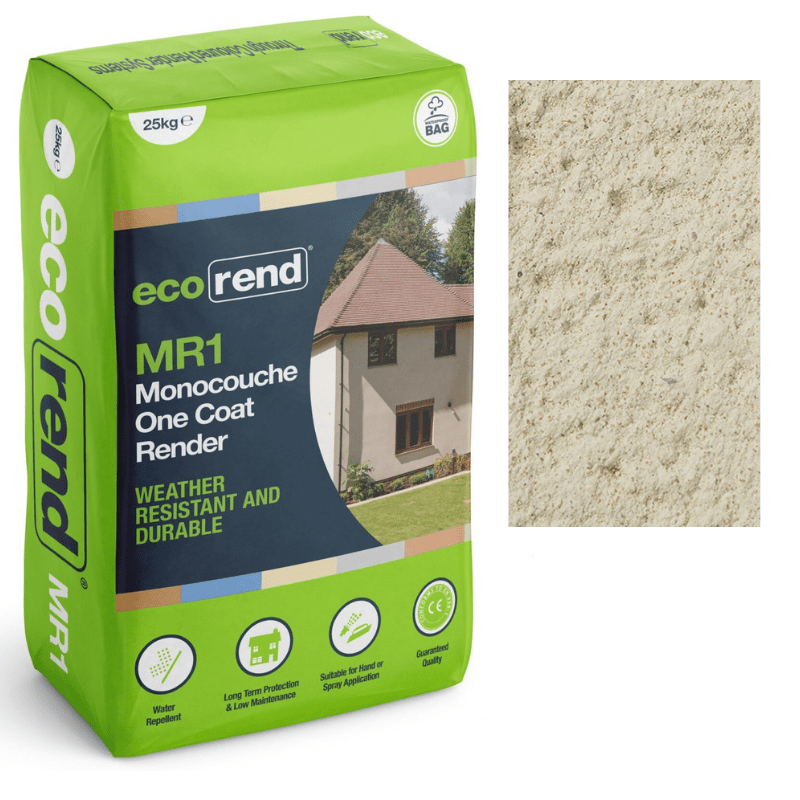 RD00890 EcoRend MR1 EcoRend Monocouche One Coat Render- 25kg Mint Green Pallet 40 x Bags / 7 Working Days EcoRend Monocouche Render