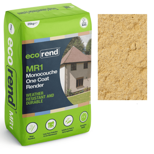RD00870 EcoRend MR1 EcoRend Monocouche One Coat Render- 25kg Old Gold Pallet 40 x Bags / 7 Working Days EcoRend Monocouche Render