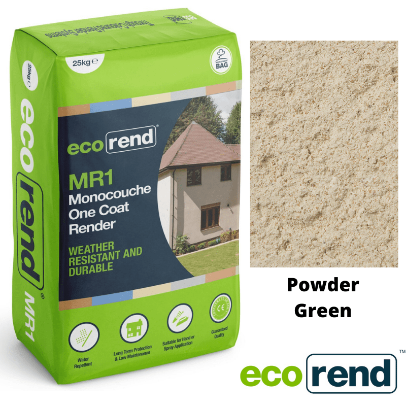 RD00910 EcoRend MR1 EcoRend Monocouche One Coat Render- 25kg Powder Green Pallet 40 x Bags / 7 Working Days EcoRend Monocouche Render