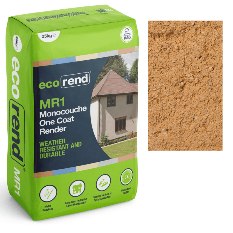 RD00884 EcoRend MR1 EcoRend Monocouche One Coat Render- 25kg River Stone Pallet 40 x Bags / 7 Working Days EcoRend Monocouche Render