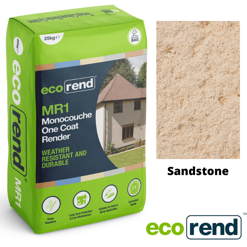 RD00868 EcoRend MR1 EcoRend Monocouche One Coat Render- 25kg Sandstone Pallet 40 x Bags / 7 Working Days EcoRend Monocouche Render