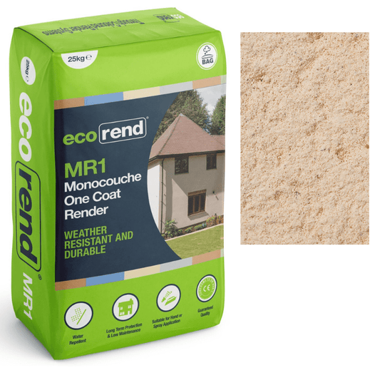 RD00868 EcoRend MR1 EcoRend Monocouche One Coat Render- 25kg Sandstone Pallet 40 x Bags / 7 Working Days EcoRend Monocouche Render