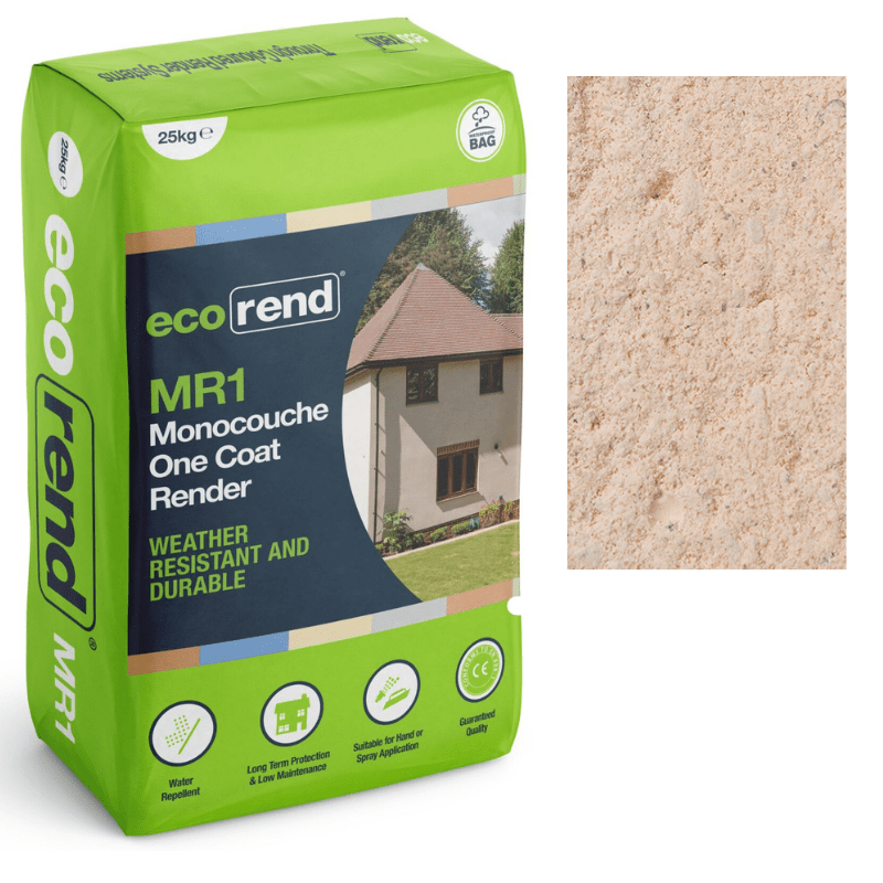 RD00886 EcoRend MR1 EcoRend Monocouche One Coat Render- 25kg Wild Silk Pallet 40 x Bags / 7 Working Days EcoRend Monocouche Render