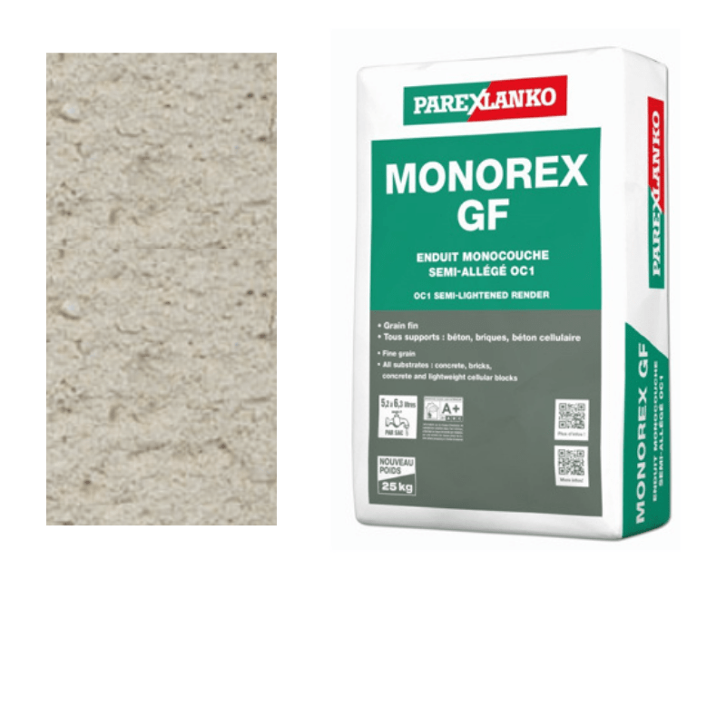 BM003846 Parex Monorex GF 25kg Fine Grain T10 Silky Grey Monocouche One-Coat Render