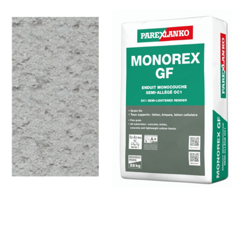 BM003929 Parex Monorex GF 25kg Fine Grain G50 Ash Grey Monocouche One-Coat Render