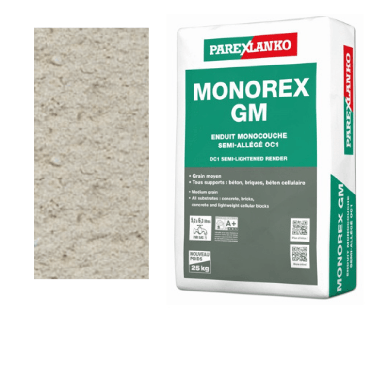 BM003939 Parex Monorex GM 25kg T10 Silky Grey Monocouche One-Coat Render