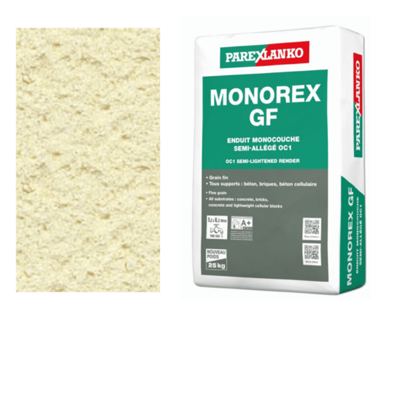BM004190 Parex Monorex GF 25kg Fine Grain J20 Pale Yellow Monocouche One-Coat Render
