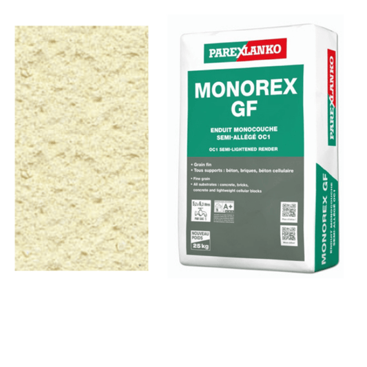 BM004190 Parex Monorex GF 25kg Fine Grain J20 Pale Yellow Monocouche One-Coat Render